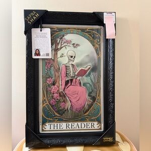Sapna Shah The Reader Skeleton Black Framed Wall Hanging Picture